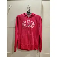 在飛比找蝦皮購物優惠-GAP LOGO 女帽T外套 桃紅色 二手