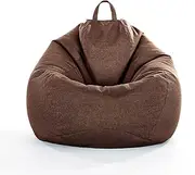 DSAoTeng Bean Bag Cover Without Filling, Linen Solid Colours Gaming Bean Bag Chair for Adult Kids, Premium Highback Beanbag Seat Stuffed Animal Toy Storage Lazy Sofa (Coffee,XL)