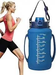 Silicone Water Bottle - 1.8L Travel Hydration Container Comes with a Leak Proof Lid, a Durable Handle and BPA Material.Perfect Reusable Drinkware