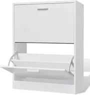 Shoe Cabinet with 2 Storage Compartments, Rack Shelf Organizer, Entryway, Wooden Shoes Shelves, Organization - White