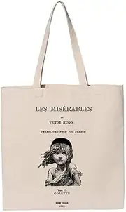 [Universal Zone] Literary tote bag. Handbag with book design. Book Bag. Library bag. Market bag