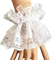 [AUOCATTAIL] Lolita Lace Gloves White Hand Sleeve Sexy Lace Elastic Bracelet for Halloween, Wedding, Tea Party, Masquerade, Nightclub, White