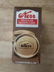 Vtg KERR Regular Mouth Mason Canning Caps 12 Screw Bands & Lids NEW Made in USA