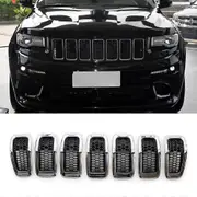 Front Honeycomb Grille Inserts Grill Cover Trim For Jeep Cherokee 14-18 Chrome