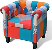 Armchair with Patchwork Design Fabric Comfortable Chair Home Decor Furniture