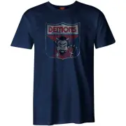 Melbourne Demons AFL FE1424 Mens Retro Logo Short Sleeve Printed T Shirt New