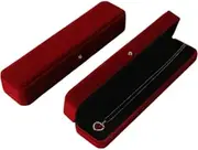 [Generic] Set of 2 Velvet Necklace Chain Bracelet Display Case Storage Jewelry Gift Box (Wine Red, One size)