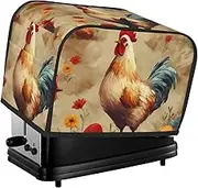 Art Chicken Animal Painting Toaster Cover 2 Slice Bread Machine Covers Waterproof Universal Size Kitchen Small Appliance Cover with Hang Loop, Dust and Fingerprint Protection