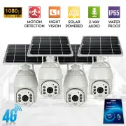 4x Elinz Wireless Solar Security 4G IP 1080P PTZ Camera CCTV Waterproof Built-in Battery ALDI Sim