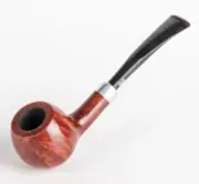 Briar Tobacco Smoking Pipe , Army Mount, Metal Cooling Filter, Mahogany
