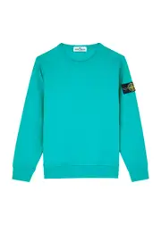 Stone Island Kids Logo Cotton Sweatshirt (6-8 Years) - Teal - 08YR (8 Years) 08YR (8 years)