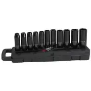 Ironton Deep Impact Socket Set, 11-Pc., 1/2in. Drive, Metric