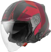 Bogotto V586 Detri BT Bluetooth Jet Helmet, black-red, Size XS for Men Black Red