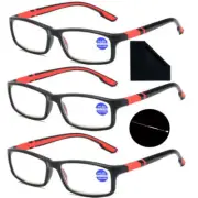 3 Pack Mens Sports Anti-Blue Light Reading Glasses TR90 1.5 2.0 2.5 3.0 3.5 4.0
