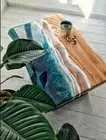 Handmade Ocean Epoxy Resin Console Table - Unique Wooden Beach-Inspired Design
