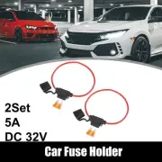 2 Set DC 32V 14 AWG Car ATC Blade Style Inline Fuse Holder with 5A Fuse