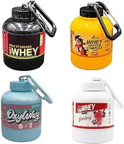 Manwetye 4 pack Protein Powder Storage Container, Portable Supplement Powder Container with Funnel & Keychain for Travel Gym Workout Fitness,200 ml, 60g