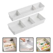 2 Pcs Compartment Storage Box Organiser Tray Office Drawer Organizers Desktop