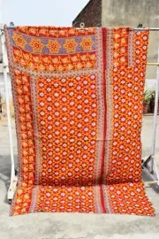 Lightweight Summer Bedspread, Kantha Blanket, Antique Bedding, Boho Kantha Quilt