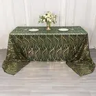 90x156 in HUNTER GREEN GOLD Wavy Sequined Mesh Rectangle TABLECLOTH Party