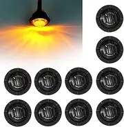 FXC 10x 3/4" Round LED Clearence Light Front Rear Side Marker Indicators Light for Truck Car Bus Trailer Van Caravan Boat, Taillight Brake Stop Lamp (Amber Smoked, 12V)