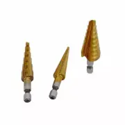 Hex Shank 3/8" Shaft 13-9-6 Steps Titanium Step Drill Bit Set, 2 Flute Design