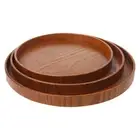 Natural Wooden Round Plate Tea Fruit Bakery Serving Tray Dishes Platter New