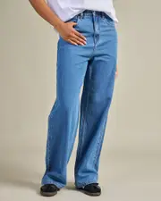 [Afends] Afends Women's Bella Wide Leg Baggy Jeans in Worn Blue Size 28 28 Worn Blue