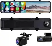 11.26Inch 2.5K 3Camera Car Dash Cam Auto Rearview Mirror Video Record WiFi Loop Record Phone APP Car Dv(S33,64G)