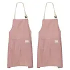 2Pack Kitchen Cooking Aprons Adjustable Chef Apron 2 Pockets Red Stripes