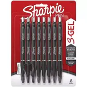 8 x Sharpie S·Gel Retractable Gel Pen 0.7mm Medium Black