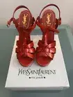 Saint Laurent* Patent-leather and Wood Sandals Platforms NIB 8.5 NORDSTROM Bag