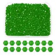 1000pcs 4mm Bicone Glass Crystal Beads, Faceted Beads with Box Grass Green