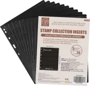 10 Sheets 20 Pages Postage Stamp Album Pages, 5 Pockets 7.7X 1.97In Stamp Collec