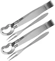 PAMINGONO 4pcs Escargot Snail Tongs Forks Set Stainless Steel Snail Tools Home Tableware for Seafood