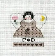 KCN Gamma Phi Beta Sorority Mini Angel Handpainted Needlepoint Canvas