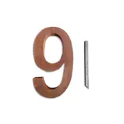 A.FRESCO Steel House Number NINE Wall Address Sign/Plaque 22.9x40cm Rust