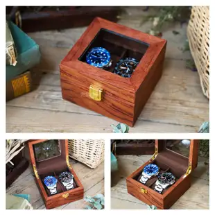 【AllTime】花黎紅實木紋手錶收藏盒【2入】(木H2R) 錶盒 收納盒 收藏盒 珠寶盒 首飾盒 木頭錶盒