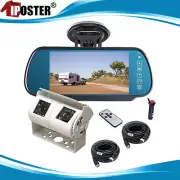 White Dual lens Joint Camera +7" Mirror Monitor for Caravan RV Rear view Reverse