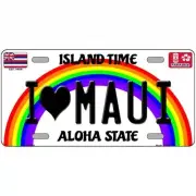 I Love Maui Hawaii Rainbow Metal Sign