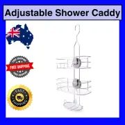 Adjustable Shower Caddy 3 Tiers Bathroom Storage Organisation Silver Hanging AUS