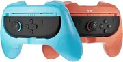 IINE Switch 2 Controller Grips, Ergonomic Design Joypad Grips for Comfortable Gaming, 2 Pack Wear-resistant Handle Kit for Switch, Family Children Game Accessories (Orange-Blue)