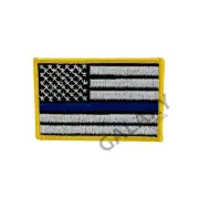 Blue Line American Flag Patch -Thin Blue Line USA Iron On / Black / Police Patch