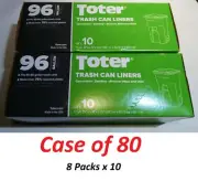 Toter Outdoor Trash Can Liner with Odor Eliminator, 96 Gallon, New (80 Pack)