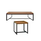 HomeStar Regent Coffee & Lamp Side Table Set Black Powdercoated Metal Legs - Oak