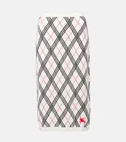 [Burberry] Burberry Argyle knitted cotton midi skirt UK 8 white