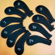 10Pcs/set Black Zipper Golf Iron Headcovers Covers for Ping Taylormade Cleveland