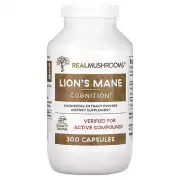 2 X Real Mushrooms, Lion's Mane, Mushroom Extract Powder, 300 Capsules