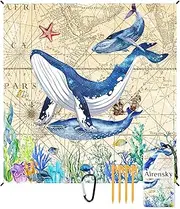 Airensky Beach Blanket, Sandproof Mat 79" X 82" for 4-7 Adults, Large Waterproof Quick Drying Lightweight With 4 Stakes for Travel Camping Hiking (Sea World Whale)