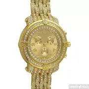 Gold Iced Out Custom Big Face Mens Pilot Watch Canary Yellow